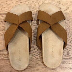 Jenni Kayne Crossover Cotton Sandals in Walnut Size 40